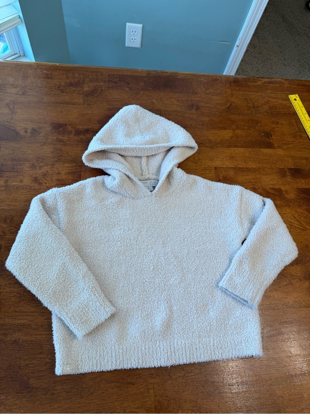 Barefoot Dreams Kids CozyChic Pullover Hoodie cream beige size 6/7 cozy comfy
